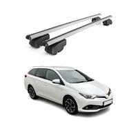 OMAC Barres de Toit en Aluminium pour Toyota Auris II Break 2012-2018 - City Crash - ISO/Pas 11154:2006 - Antivol Inclus - Charge Max 75 kg - 2 Barres Argent