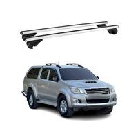 OMAC Barres de Toit en Aluminium pour Toyota Hilux mk7 2011-2015 FL - TÜV/DIN 75302:2019 - Antivol Inclus - Charge Max 75 kg - 2 Barres Argent