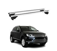 OMAC Barres de Toit en Aluminium pour VW Touareg 2010-2018 - TÜV/DIN 75302:2019 - Antivol Inclus - Charge Max 75 kg - 2 Barres Argent