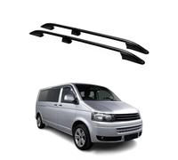 OMAC Barres de Toit longitudinales compatibles avec VW T5 T6 Transporter Multivan Caravelle 2003-2024 L2 Long Aluminium Noir 2Pcs