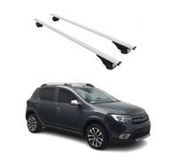 OMAC Barres de Toit pour Dacia Sandero Stepway 2013-2020 - TÜV/DIN 75302:2019 - Antivol Inclus - Charge Max 75 kg - 2 Barres Argent