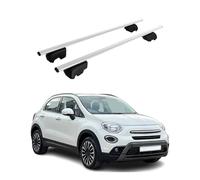 OMAC Barres de Toit pour Fiat 500X 2015-2026 - City Crash Tested - ISO Pas 11154:2006 - Antivol Inclus - Charge Max 75 kg - 2 Barres Argent