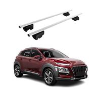 OMAC Barres de Toit pour Hyundai Kona I 2018-2023 - City Crash Tested - ISO Pas 11154:2006 - Antivol Inclus - Charge Max 75 kg - 2 Barres Argent