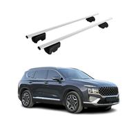 OMAC Barres de Toit pour Hyundai Santa Fe IV 2019-2023 - City Crash Tested - ISO Pas 11154:2006 - Antivol Inclus - Charge Max 75 kg - 2 Barres Argent