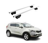 OMAC Barres de Toit pour Kia Sportage mk3 SL 2011-2016 - City Crash Tested - ISO Pas 11154:2006 - Antivol Inclus - Charge Max 75 kg - 2 Barres Argent