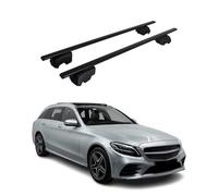 OMAC Barres de Toit pour Mercedes S205 2014-2021 - City Crash Tested - ISO Pas 11154:2006 - Antivol Inclus - Charge Max 75 kg - 2 Barres Noir