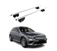 OMAC Barres de Toit pour Mercedes GLC X253 2015-2022 - City Crash Tested - ISO Pas 11154:2006 - Antivol Inclus - Charge Max 75 kg - 2 Barres Argent