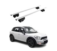 OMAC Barres de Toit pour Mini Countryman R60 2010-2016 - City Crash Tested - ISO Pas 11154:2006 - Antivol Inclus - Charge Max 75 kg - 2 Barres Argent