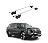 OMAC Barres de Toit pour Mitsubishi Outlander IV 2021-2026 - City Crash Tested - ISO Pas 11154:2006 - Antivol Inclus - Charge Max 75 kg - 2 Barres Argent