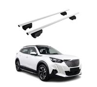 OMAC Barres de Toit pour Peugeot 2008 II 2019-2026 - City Crash Tested - ISO Pas 11154:2006 - Antivol Inclus - Charge Max 75 kg - 2 Barres Argent
