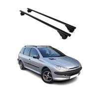 OMAC Barres de Toit pour Peugeot 206 1998-2009 - Antivol Inclus - Charge Max 75 kg - 2 Barres Noir