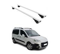 OMAC Barres de Toit pour Peugeot Partner Tepee 2008-2018 - Antivol Inclus - Charge Max 75 kg - 2 Barres Argent