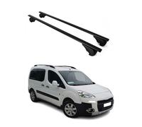 OMAC Barres de Toit pour Peugeot Partner Tepee 2008-2018 - Antivol Inclus - Charge Max 75 kg - 2 Barres Noir