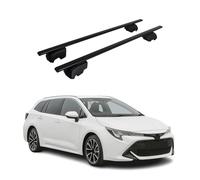 OMAC Barres de Toit pour Toyota Corolla Sport 2019-2026 - City Crash Tested - ISO Pas 11154:2006 - Antivol Inclus - Charge Max 75 kg - 2 Barres Noir