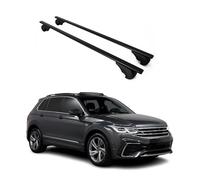 OMAC Barres de Toit pour VW Tiguan II 2016-2023 - TÜV/DIN 75302:2019 - Antivol Inclus - Charge Max 75 kg - 2 Barres Noir