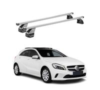 OMAC Barres de toit transversales Acier MERCEDES W176 2013-2018 - Verrouillables - Testé City Crash - DIN 75302:2019 - ISO/PAS 11154:2006 - Maximum 75 Kg Argent