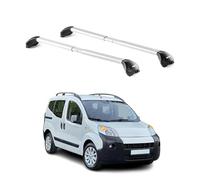 OMAC Barres de Toit transversales certifiées TÜV pour Citroën Nemo 2008-2013 3-5 Portes - Verrouillables (4 antivols) - Charge Max 100 kg - Sangle INOX + Protection Caoutchouc Argent