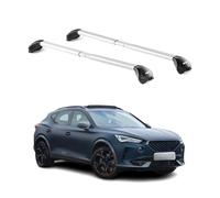 OMAC Barres de Toit transversales certifiées TÜV pour Cupra Formentor 2020-2026 - Verrouillables (4 antivols) - Charge Max 100 kg - Sangle INOX + Protection Caoutchouc Argent