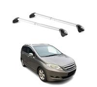 OMAC Barres de Toit transversales certifiées TÜV pour Honda FR-V 2004-2009 - Verrouillables (4 antivols) - Charge Max 100 kg - Sangle INOX + Protection Caoutchouc Argent