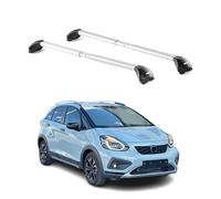 OMAC Barres de Toit transversales certifiées TÜV pour Honda Jazz Crosstar 2020-2026 - Verrouillables (4 antivols) - Charge Max 100 kg - Sangle INOX + Protection Caoutchouc Argent