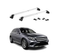 OMAC Barres de Toit transversales certifiées TÜV pour Mercedes GLC X253 2015-2022 - Verrouillables (4 antivols) - Charge Max 100 kg - Fixation Durable Argent
