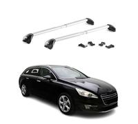 OMAC Barres de Toit transversales certifiées TÜV pour Peugeot 508 I Break 2011-2018 - Verrouillables (4 antivols) - Charge Max 100 kg - Fixation Durable Argent