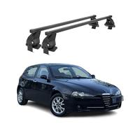 OMAC Barres de Toit transversales en Acier pour Alfa Romeo 147 3 Portes 2000-2010 - Antivol Inclus - Testées City Crash - DIN 75302:2019 - ISO/Pas 11154:2006 - Charge Max 50 kg Noir