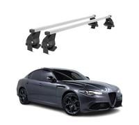 OMAC Barres de Toit transversales en Acier pour Alfa Romeo Giulia 2015-2026 - Antivol Inclus - Testées City Crash - DIN 75302:2019 - ISO/Pas 11154:2006 - Charge Max 50 kg Argent