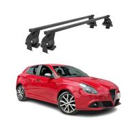 OMAC Barres de Toit transversales en Acier pour Alfa Romeo Giulietta 2010-2020 - Antivol Inclus - Testées City Crash - DIN 75302:2019 - ISO/Pas 11154:2006 - Charge Max 50 kg Noir