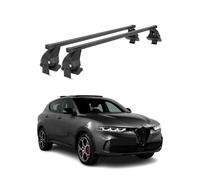 OMAC Barres de Toit transversales en Acier pour Alfa Romeo Tonale 2022-2026 - Antivol Inclus - Testées City Crash - DIN 75302:2019 - ISO/Pas 11154:2006 - Charge Max 50 kg Noir