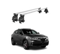 OMAC Barres de Toit transversales en Acier pour Alfa Romeo Tonale 2022-2026 - Antivol Inclus - Testées City Crash - DIN 75302:2019 - ISO/Pas 11154:2006 - Charge Max 50 kg Argent