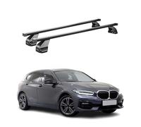 OMAC Barres de Toit transversales en Acier pour BMW Série 1 F40 2019-2024 - Antivol Inclus - Testées City Crash - DIN 75302:2019 - ISO/Pas 11154:2006 - Charge Max 75 kg Noir