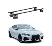 OMAC Barres de Toit transversales en Acier pour BMW Série 4 G22 G82 Coupé 2020-2026 - Antivol Inclus - Testées City Crash - DIN 75302:2019 - ISO/Pas 11154:2006 - Charge Max 75 kg Noir