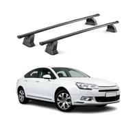 OMAC Barres de Toit transversales en Acier pour Citroen C5 II 2008-2017 - TÜV/DIN 75302:2019 - Antivol Inclus - Rainure en T (Accessoires) - Charge Max 75 kg - 2 Barres - Noir