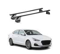 OMAC Barres de Toit transversales en Acier pour Hyundai i30 Fastback 2018-2023 - Antivol Inclus - Testées City Crash - DIN 75302:2019 - ISO/Pas 11154:2006 - Charge Max 75 kg Noir