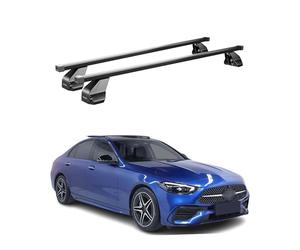 OMAC Barres de Toit transversales en Acier pour Mercedes W206 2021-2026 - Antivol Inclus - Testées City Crash - DIN 75302:2019 - ISO/Pas 11154:2006 - Charge Max 75 kg Noir