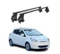 OMAC Barres de Toit transversales en Acier pour Mitsubishi Space Star mk2 2016-2026 FL - Antivol Inclus - Testées City Crash - DIN 75302:2019 - ISO/Pas 11154:2006 - Charge Max 50 kg Noir