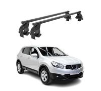 OMAC Barres de Toit transversales en Acier pour Nissan Qashqai J10 2007-2013 - Antivol Inclus - Testées City Crash - DIN 75302:2019 - ISO/Pas 11154:2006 - Charge Max 50 kg Noir
