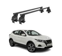 OMAC Barres de Toit transversales en Acier pour Nissan Qashqai J11 2013-2017 Pre-FL - Antivol Inclus - Testées City Crash - DIN 75302:2019 - ISO/Pas 11154:2006 - Charge Max 50 kg Noir