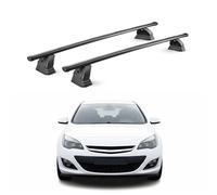 OMAC Barres de Toit transversales en Acier pour Opel Astra J HB Break Berline 2009-2015 - TÜV/DIN 75302:2019 - Antivol Inclus - Rainure en T (Accessoires) - Charge Max 75 kg - 2 Barres - Noir