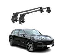 OMAC Barres de Toit transversales en Acier pour Porsche Cayenne III 2019-2026 - Antivol Inclus - Testées City Crash - DIN 75302:2019 - ISO/Pas 11154:2006 - Charge Max 50 kg Noir