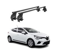 OMAC Barres de Toit transversales en Acier pour Renault Clio V 2019-2025 - Antivol Inclus - Testées City Crash - DIN 75302:2019 - ISO/Pas 11154:2006 - Charge Max 50 kg Noir