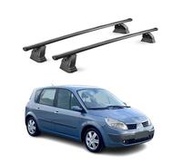 OMAC Barres de Toit transversales en Acier pour Renault Grand Scenic 2003-2009 - TÜV/DIN 75302:2019 - Antivol Inclus - Rainure en T (Accessoires) - Charge Max 75 kg - 2 Barres - Noir