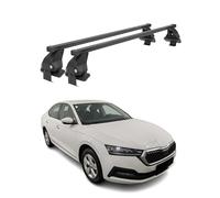 OMAC Barres de Toit transversales en Acier pour Skoda Octavia IV 2020-2026 - Antivol Inclus - Testées City Crash - DIN 75302:2019 - ISO/Pas 11154:2006 - Charge Max 50 kg Noir