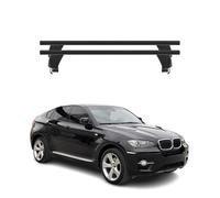 OMAC Barres de Toit transversales en Aluminium pour BMW X6 E71 E72 2007-2014 - Antivol - Rainure en T - Testées City Crash - Charge Max 50 kg Noir
