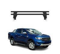 OMAC Barres de Toit transversales en Aluminium pour Ford Ranger T6 2011-2022 DoubleCab - Antivol - Rainure en T - Testées City Crash - Charge Max 50 kg Noir