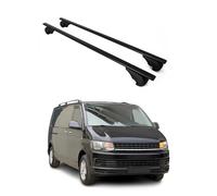 OMAC Barres de toit transversales pour VW T5 T6 Transporter Multivan Caravelle 2003-2024 - TUV / DIN 75302:2019 - Verrouillables - Max. 75 kg - 2 Barres Noir