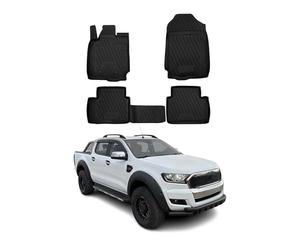OMAC GmbH Lot de 4 Tapis Auto Toutes Saisons pour Ford Ranger 2012-2022 2tür Singlecab 3D Coupe 3D Bords Hauts Tapis de Sol en Caoutchouc Noir