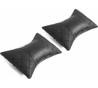 OMAC INTERIOR : Neck Pillow 2 pièces voiture appuie-tête coussin de siège de voiture coussin de nuque cuir noir 8x30cm