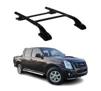 OMAC KIT Barres de Toit Trans+Long Compatible avec Isuzu D-Max 2006-2012 Aluminium Noir